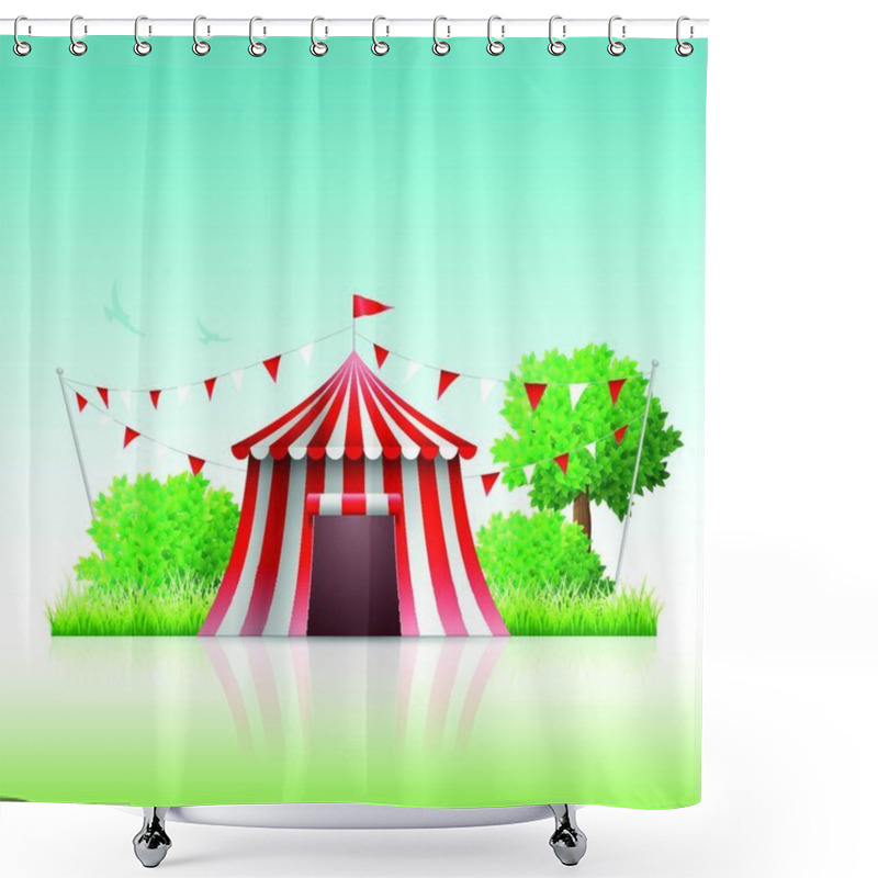 Personality  Vector Illustration Of Circus In Nature. Shower Curtains