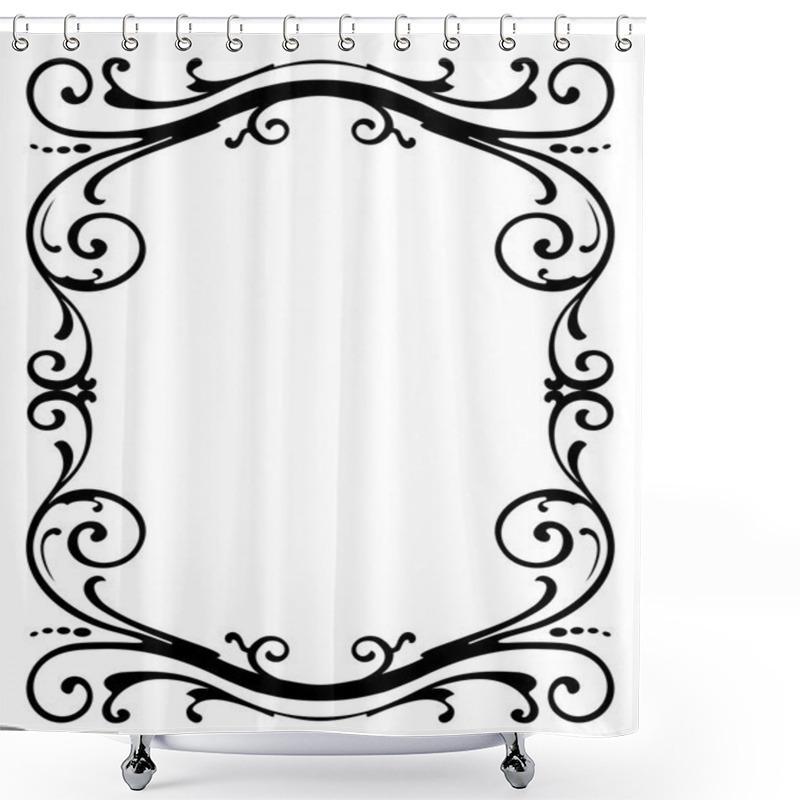 Personality  Calligraphy Penmanship Curly Baroque Frame Black Shower Curtains