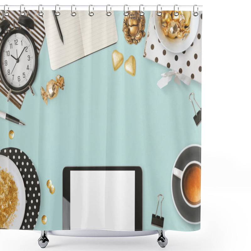 Personality  Tablet And Feminine Glamour Objects Shower Curtains