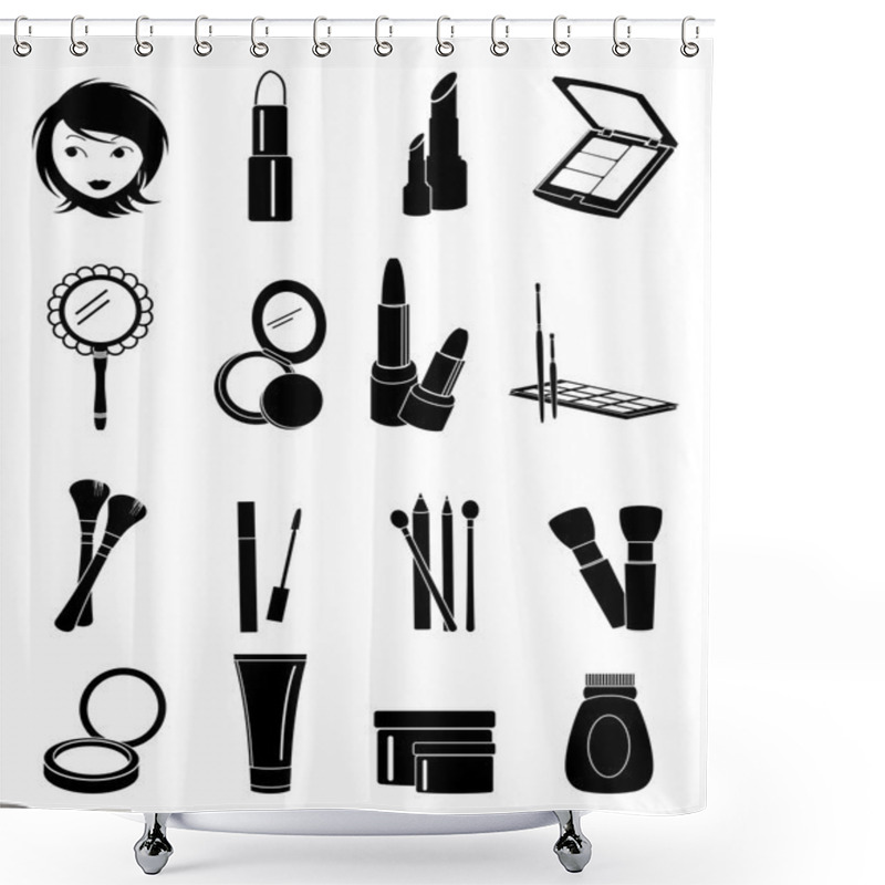 Personality  Makeup Icons Set Shower Curtains