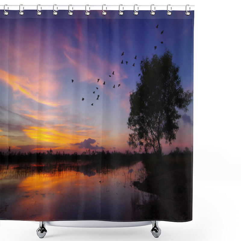 Personality  Landscape At Sunset. Shower Curtains