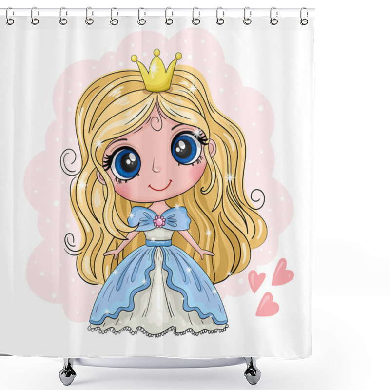 Personality  Cartoon Princess. Cute Girl. Good For Greeting Cards, Invitations, Decoration, Print For Baby Shower Etc. Hand Drawn Vector Illustration With Girl Cute Print. Shower Curtains