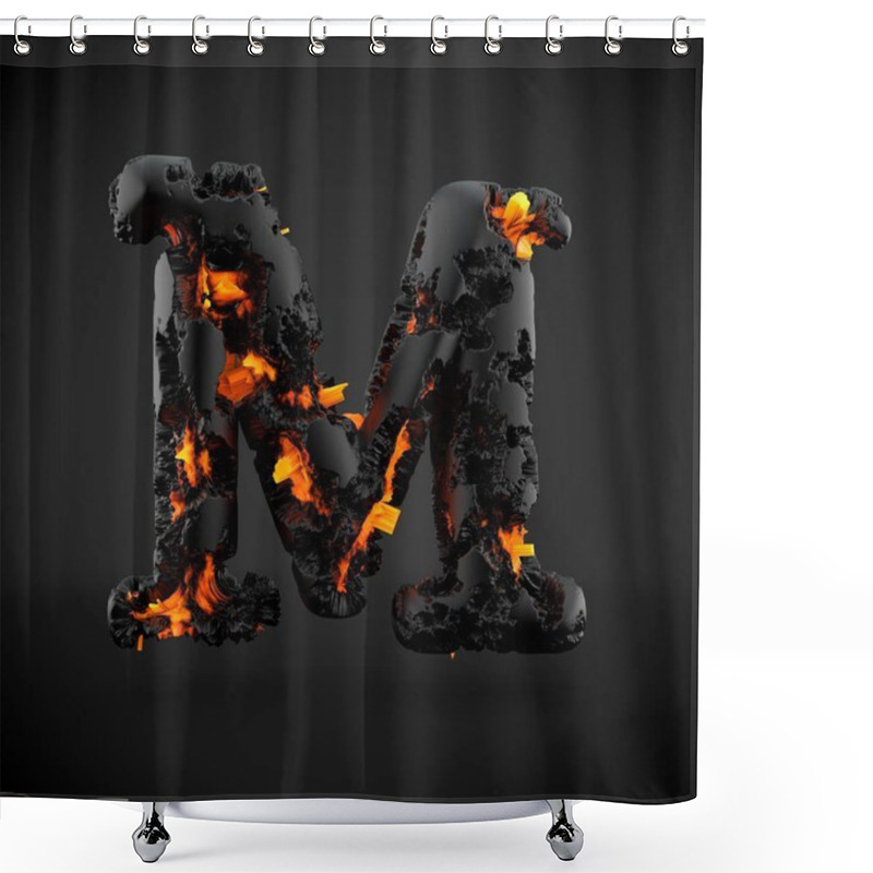 Personality  Volcanic Alphabet Letter M Uppercase Shower Curtains