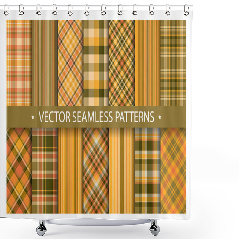 Personality  Set Plaid Pattern Seamless. Tartan Patterns Fabric Texture. Chec Shower Curtains