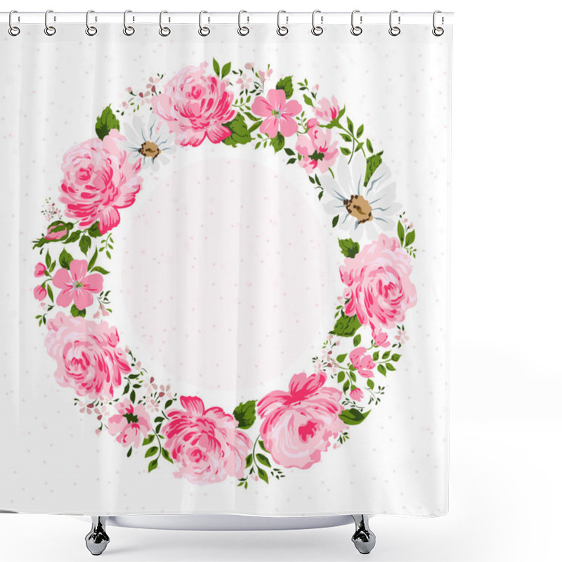 Personality  Border Of Flowers With Place For A Text. Shower Curtains