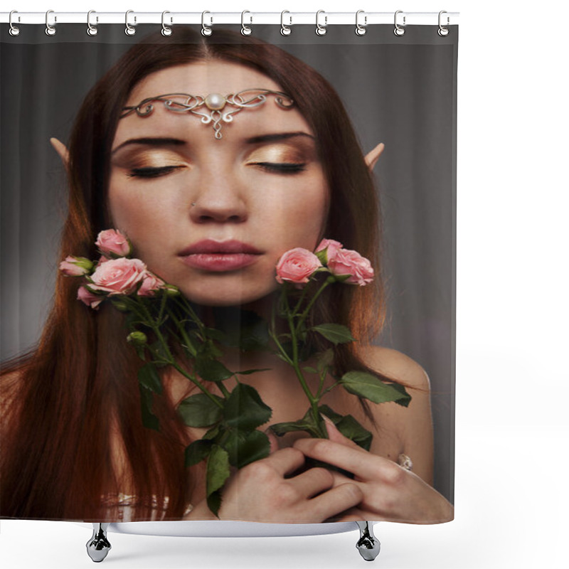 Personality  Girl Elf With A Tiara On Her Head Shower Curtains