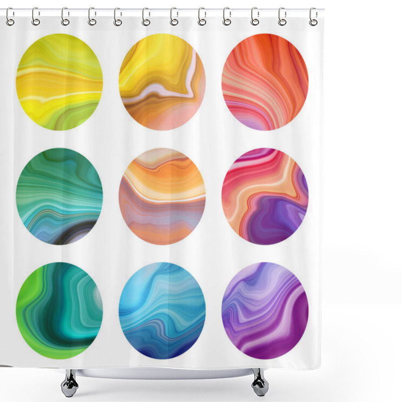 Personality  Abstract Round Labels Set Shower Curtains