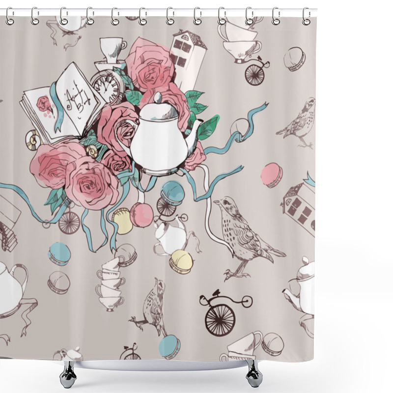 Personality  Seamless   Pattern Teatime Shower Curtains