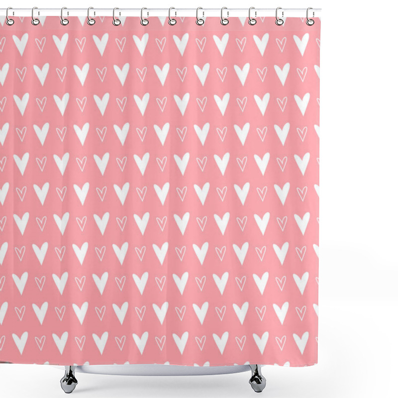 Personality  Seamless Pattern With Hearts. Valentines Day Background. Vector Illustration Shower Curtains