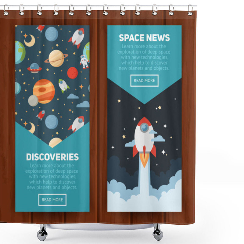 Personality  Space Theme Banners And Cards Shower Curtains