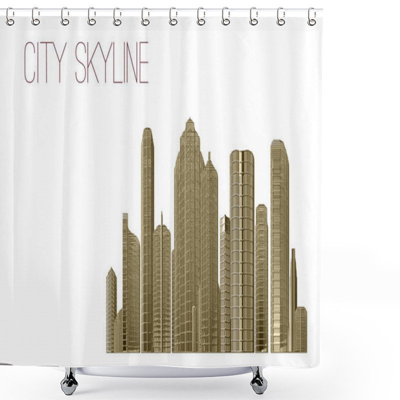 Personality  City Skyline - Buildings, Skyscrapers, Apartment Condo, Architectural Composition - Urban Landscape Shower Curtains