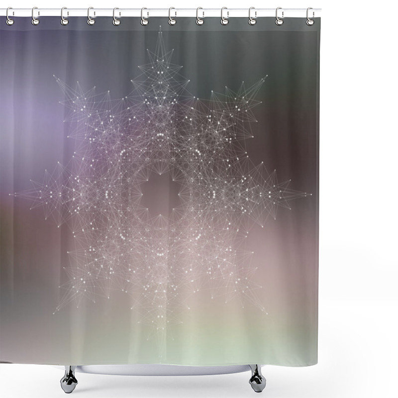 Personality  Geometric Abstract Form With Connected Lines And Dots . Vector Illustration Shower Curtains