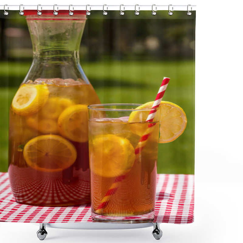 Personality  Fresh Brewed Ice Tea On The Patio Shower Curtains