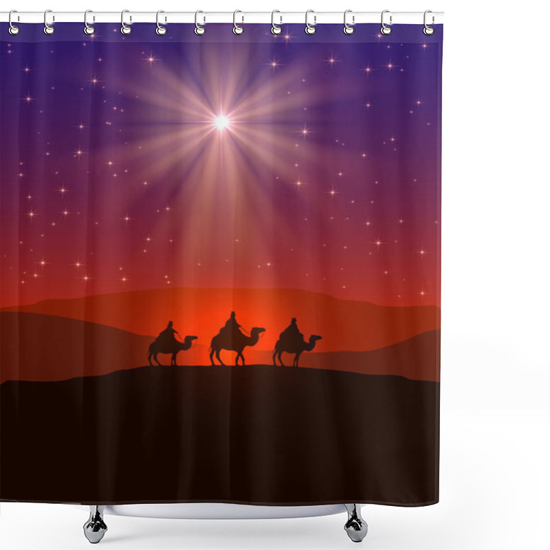 Personality  Christmas Star And Three Wise Men Shower Curtains