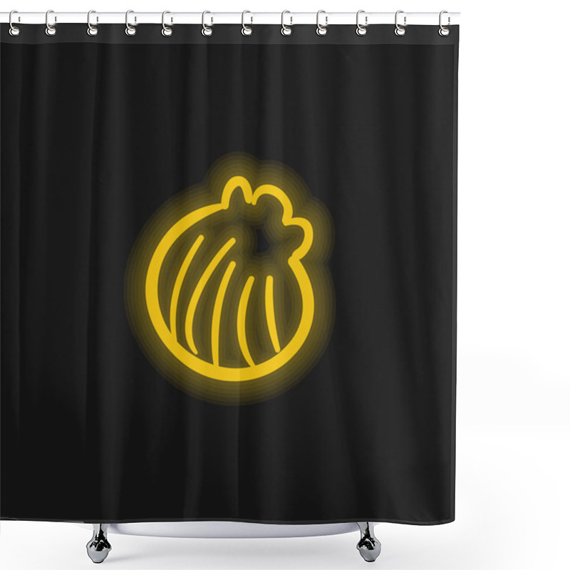 Personality  Beach Shell Hand Drawn Shape Yellow Glowing Neon Icon Shower Curtains