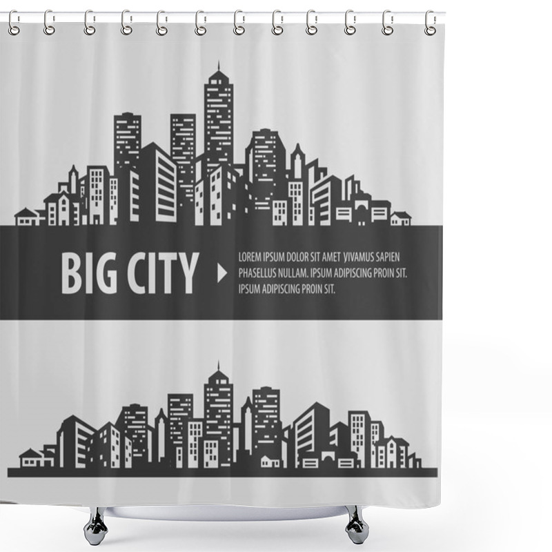 Personality  City And Town Vector Logo Design Template. Construction Or Building Icons Shower Curtains