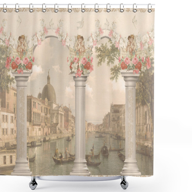 Personality  View Of Venice Against The Columns Shower Curtains