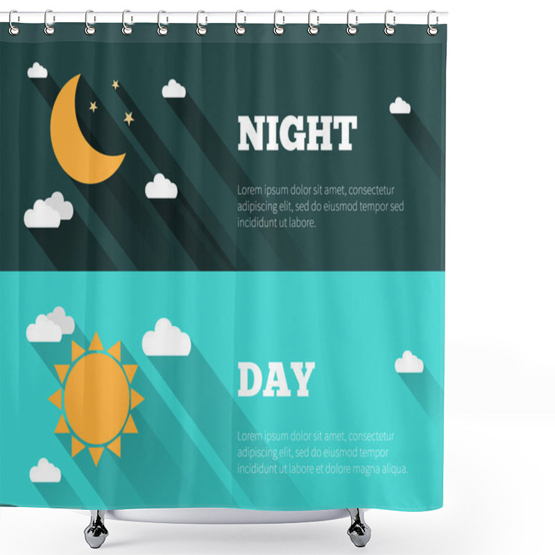 Personality  Day And Night Sky Banners Shower Curtains