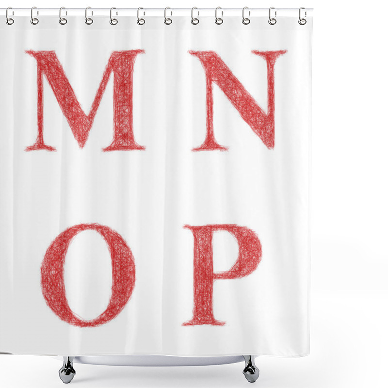 Personality  Red Sketch Font Set - Letters M, N, O, P Shower Curtains