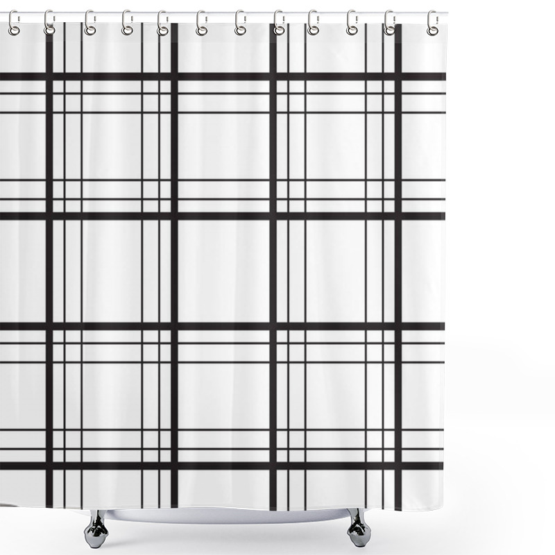 Personality  Geometric Plaid Line Black And White Minimalistic Pattern. Shower Curtains