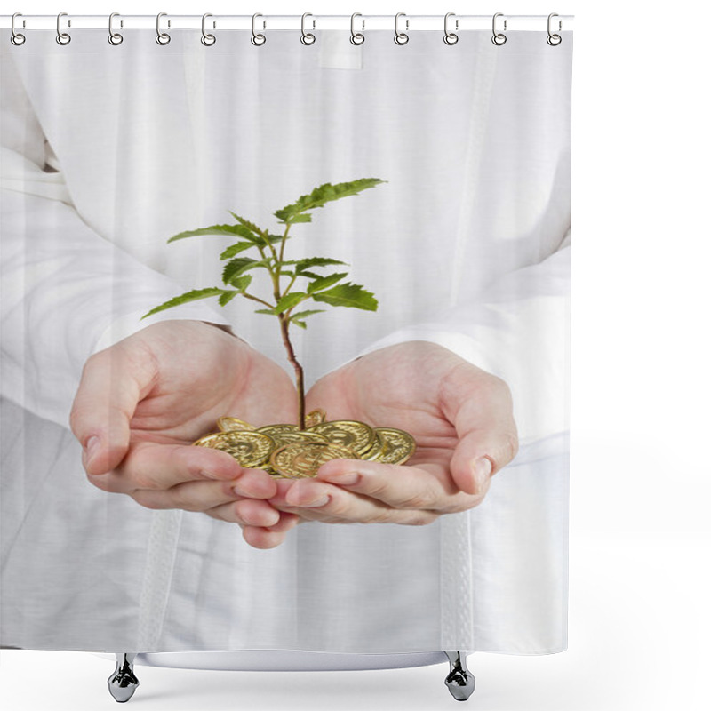 Personality  Tree Growing Out Of Coins Shower Curtains