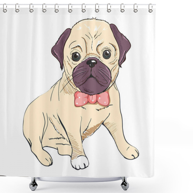 Personality  Bulldog In Glasses , Vector Illustration Shower Curtains