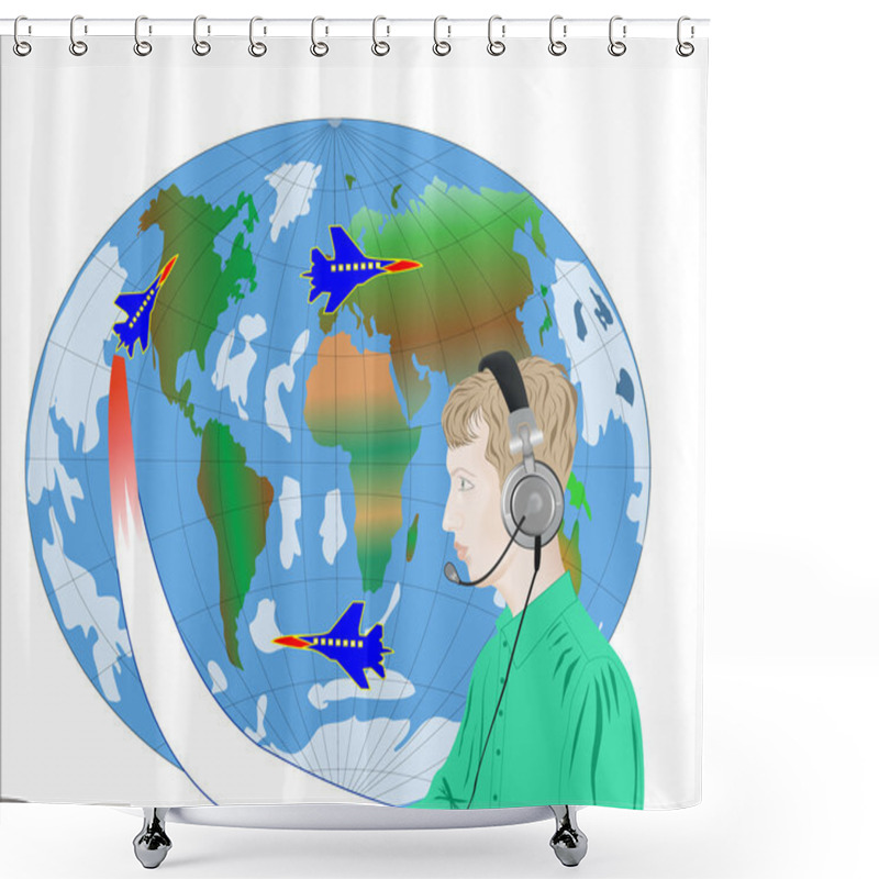 Personality  The Air Traffic Controler Coordinates Movement Of Planes. Shower Curtains