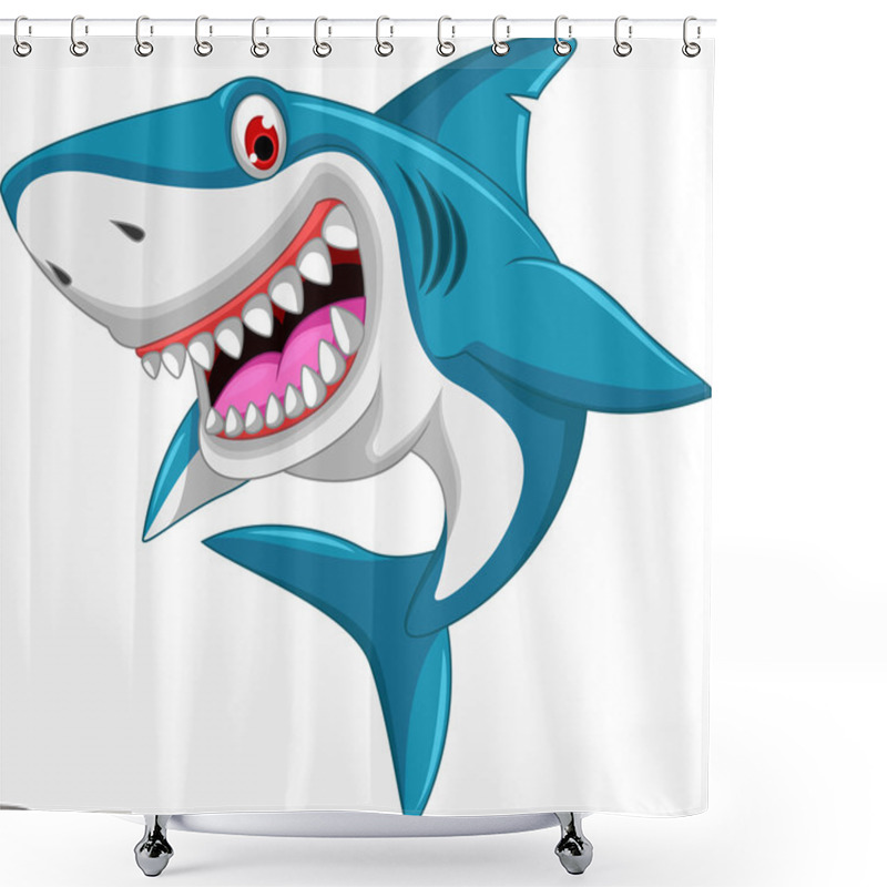 Personality  Angry Shark Cartoon Shower Curtains