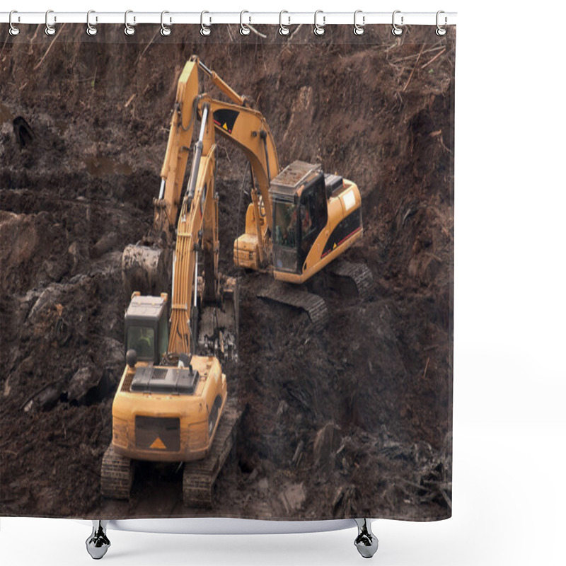 Personality  Excavators. Shower Curtains