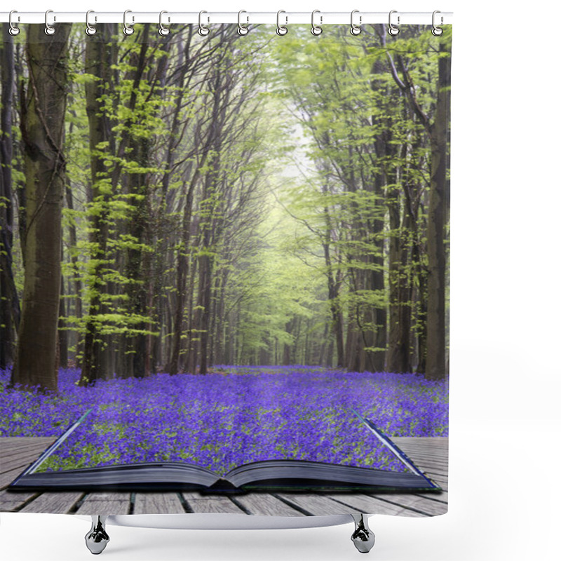 Personality  Creative Concept Pages Of Book Vibrant Bluebell Carpet Spring Fo Shower Curtains