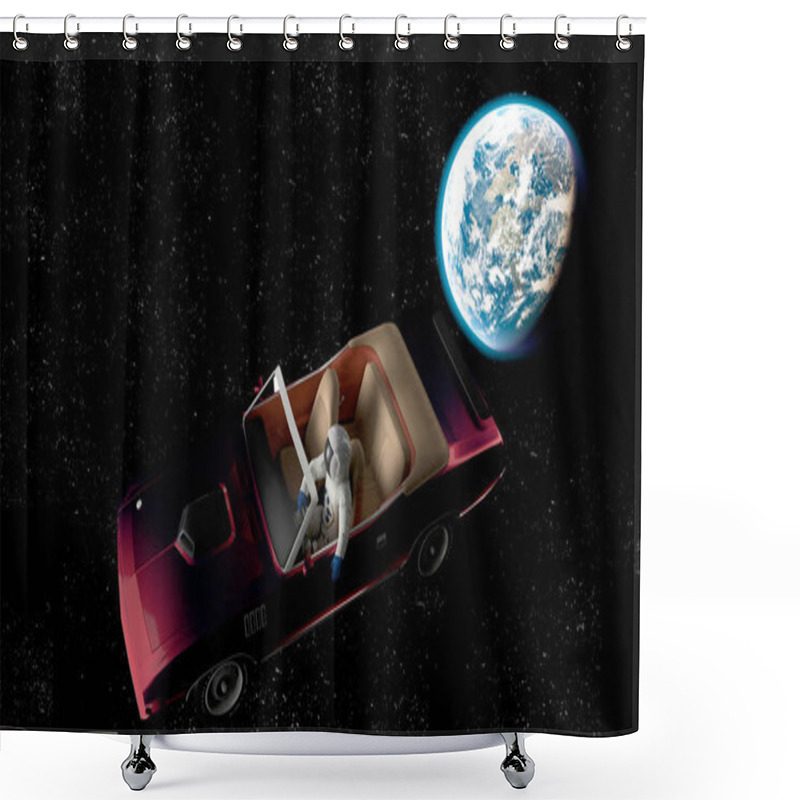 Personality  The Car Image In Space 3D Illustration Shower Curtains