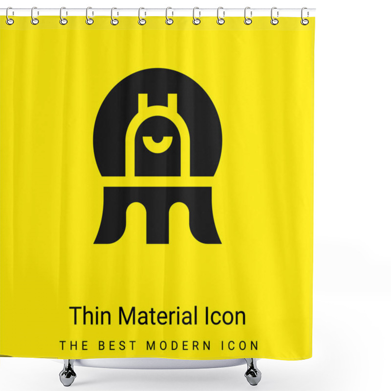 Personality  Alien Minimal Bright Yellow Material Icon Shower Curtains