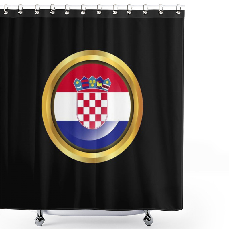 Personality  Croatia Flag Golden Button Shower Curtains