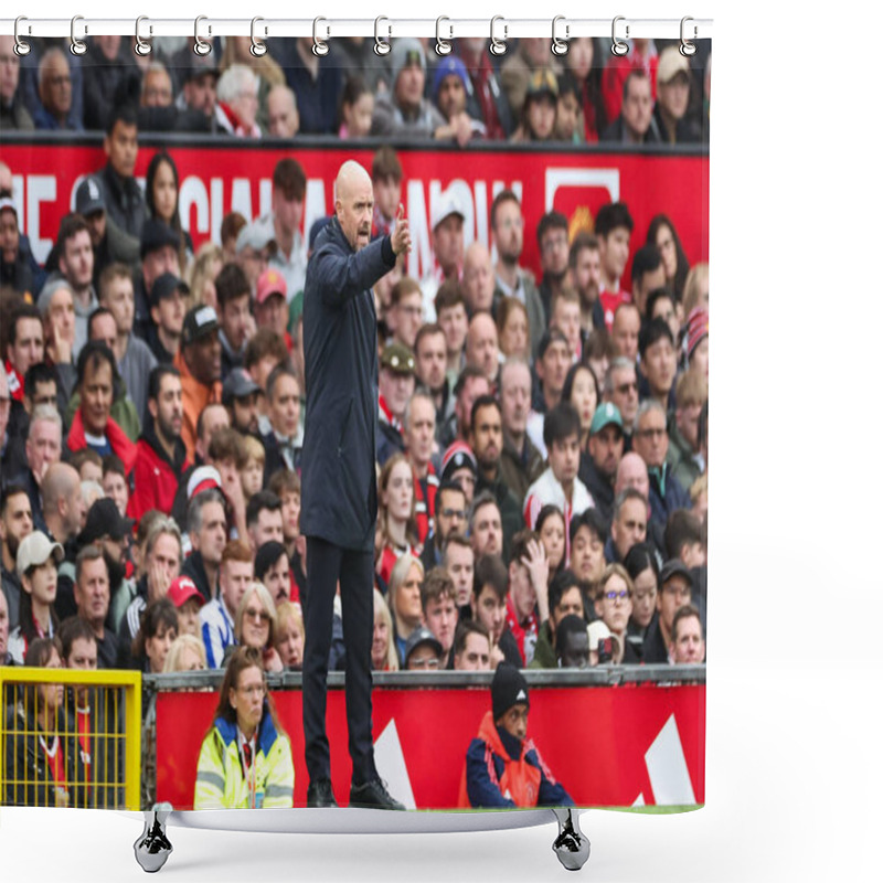 Personality  Erik Ten Hag Manager Of Manchester United Gives His Team Instructions During The Premier League Match Manchester United Vs Tottenham Hotspur At Old Trafford, Manchester, United Kingdom, 29th September 202 Shower Curtains