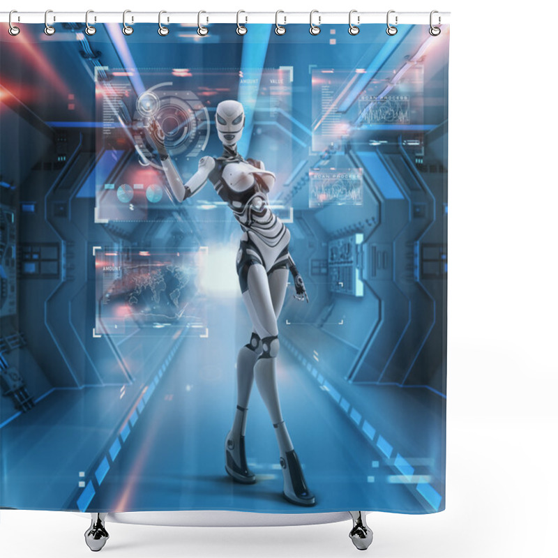 Personality  Futuristic Female Android Shower Curtains