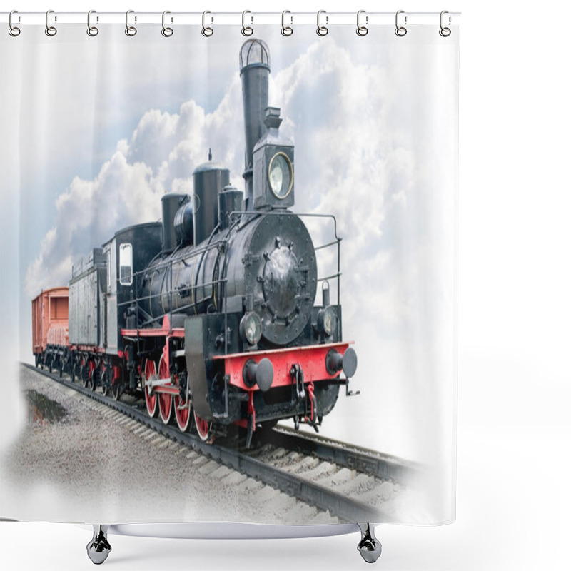 Personality  Steam Locomotive With Wagon Shower Curtains