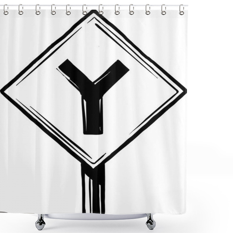 Personality  Y Junction Road Sign Shower Curtains