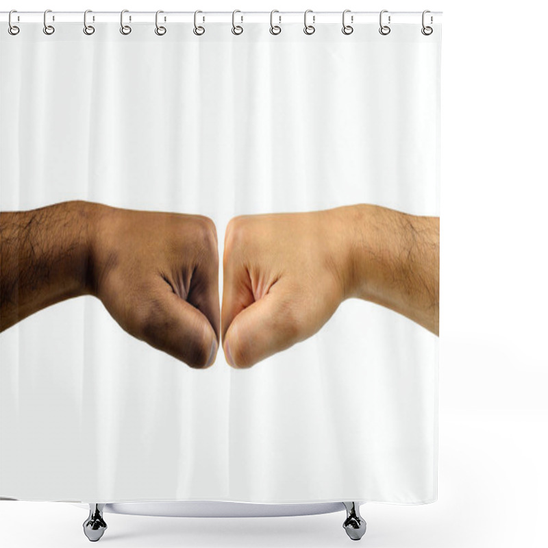 Personality  Two Men Bumping Fists Shower Curtains