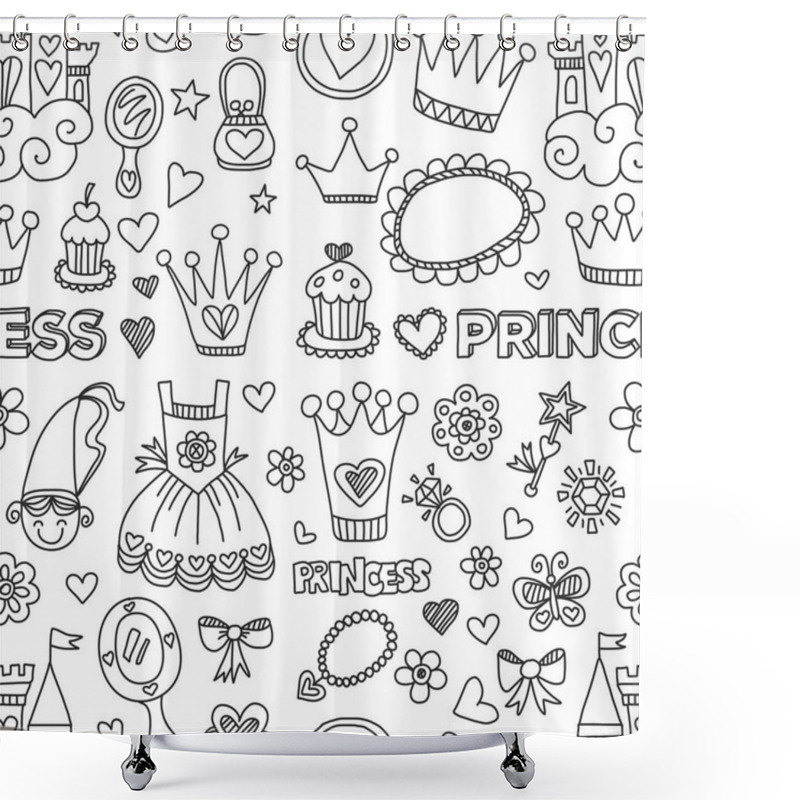 Personality  My Little Princess Hand Drawn Doodle Elements Shower Curtains