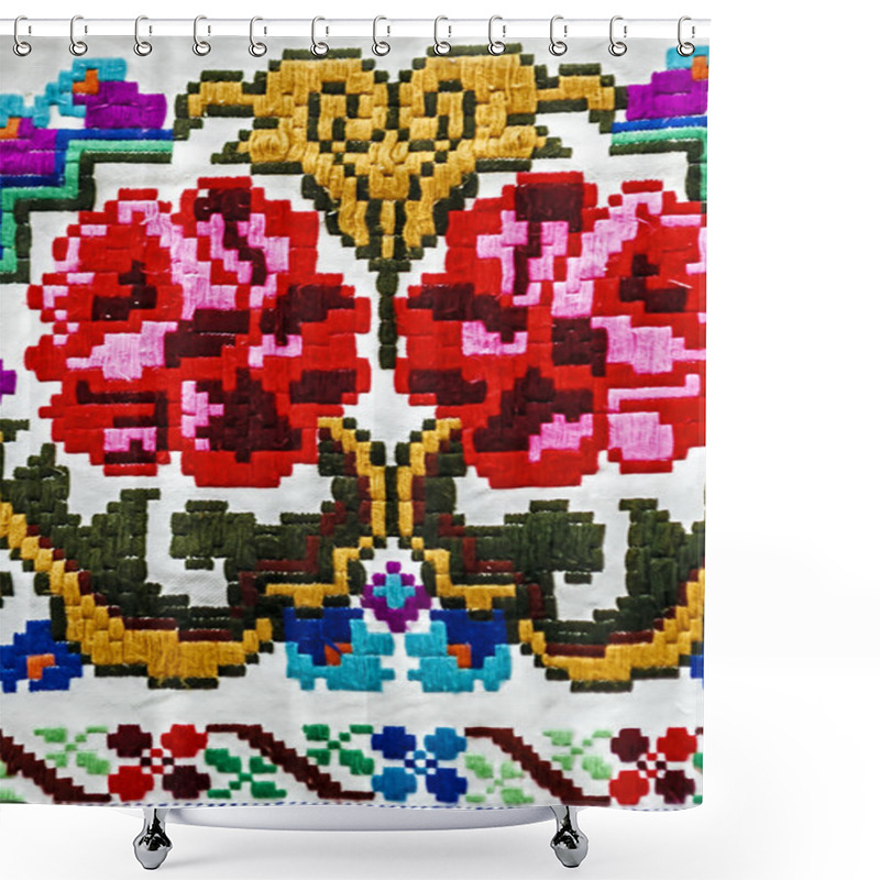 Personality  Materials And Embroidered Romanian Traditional Port Specific 14 Shower Curtains