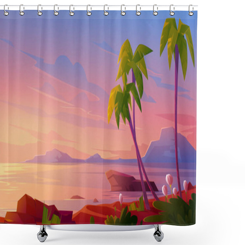 Personality  Sunset Or Sunrise On Beach, Tropical Landscape Shower Curtains