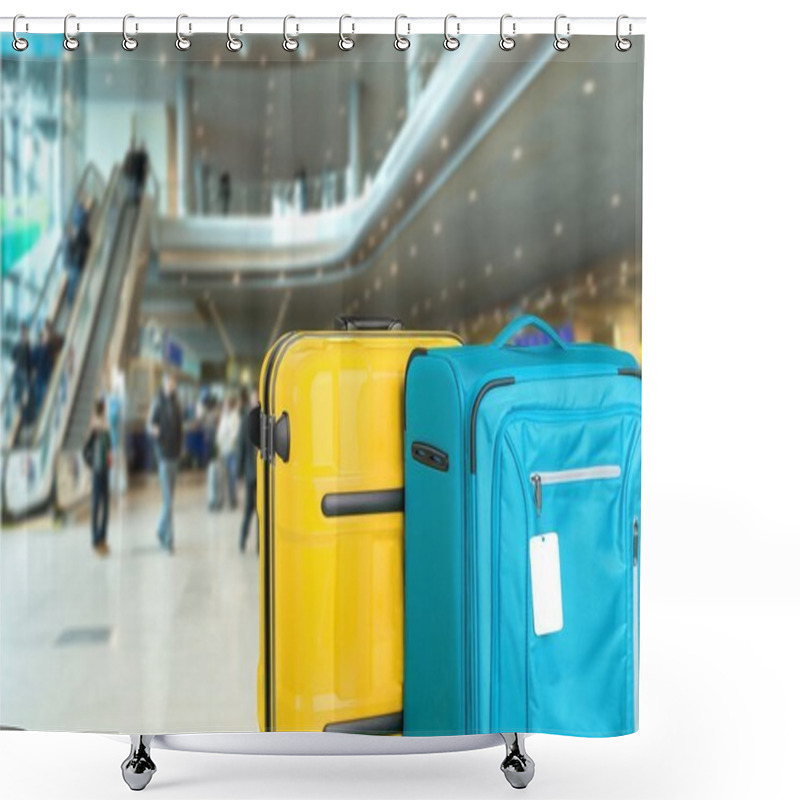 Personality  Large Suitcases On Background Shower Curtains