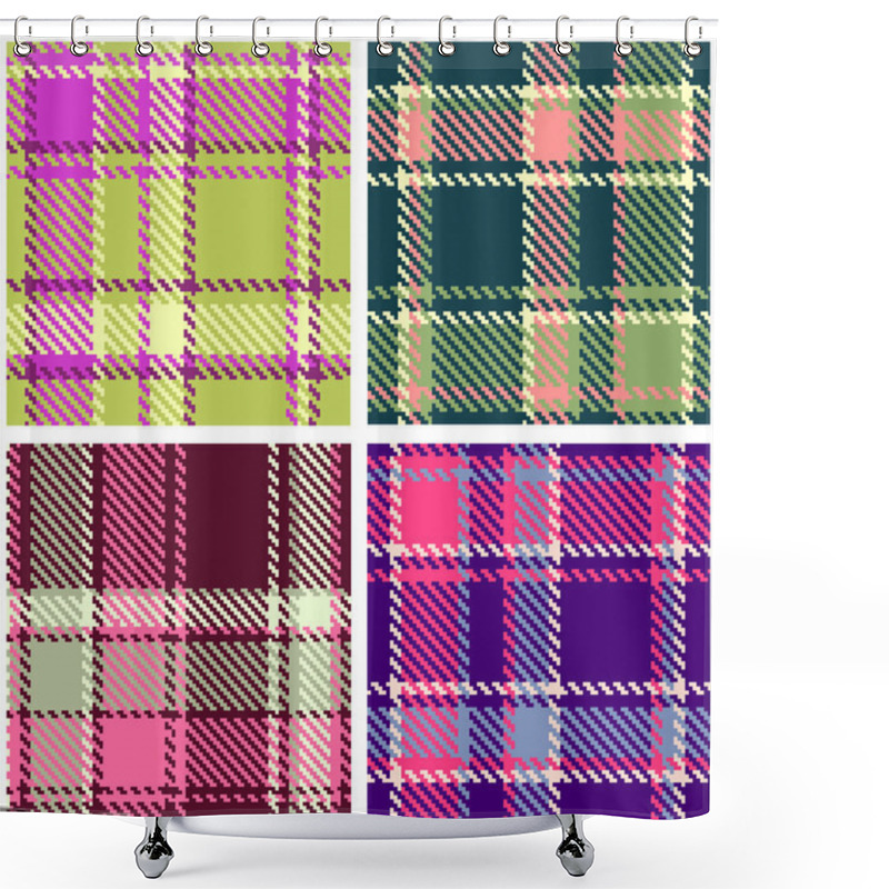 Personality  Set Of Seamless Checkered Vector Plaid Pattern Shower Curtains