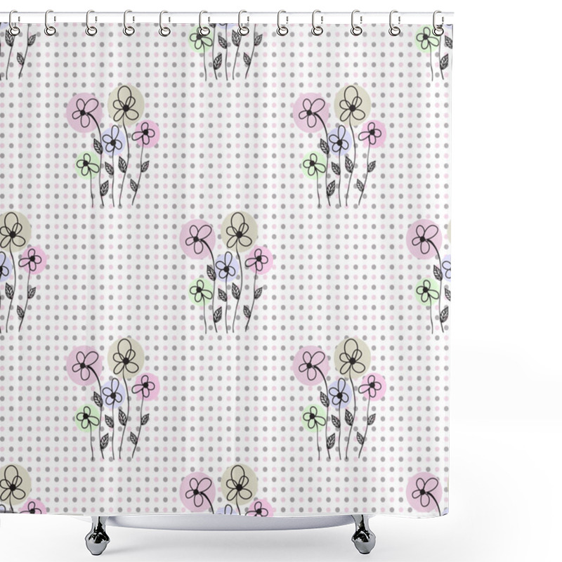 Personality  Seamless Floral Polka Dot Background Shower Curtains