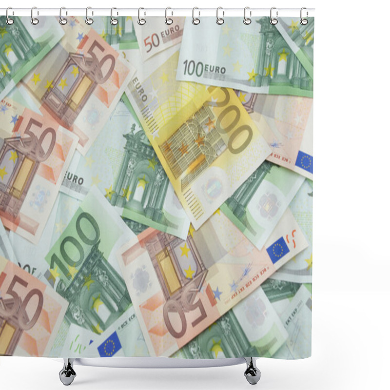 Personality  50, 100 And 200 Euro Banknotes Background Shower Curtains