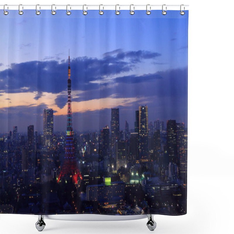 Personality  The City Of Tokyo And Tokyo Tower Olympic Illumination Shower Curtains