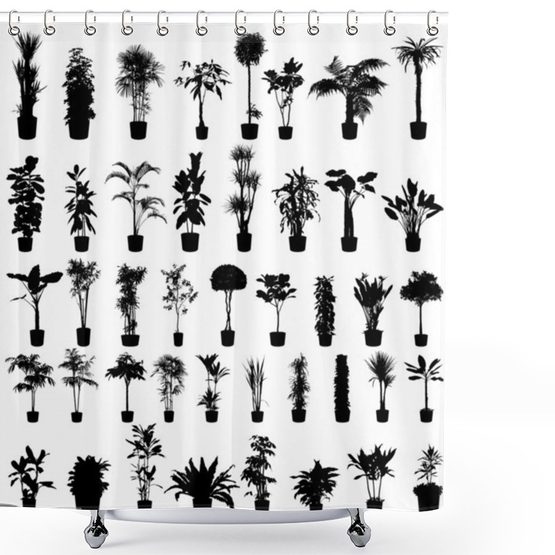 Personality  Plants Silhouettes Set Shower Curtains