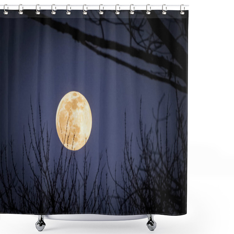 Personality  Big Yellow Moon Shower Curtains