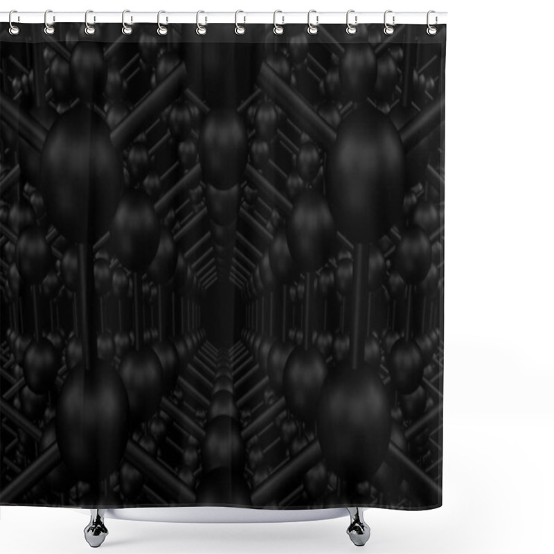 Personality  Graphene Structure - Rows Of Carbon Atoms. 3D Rendering. Shower Curtains