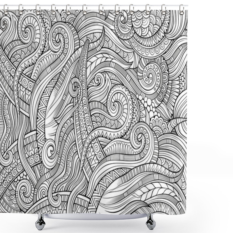 Personality  Abstract Sketchy Doodles Hand Drawn Ethnic Pattern Shower Curtains